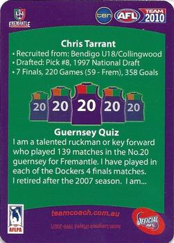 2010 Team Zone AFL Team - Silver #20 Chris Tarrant Back